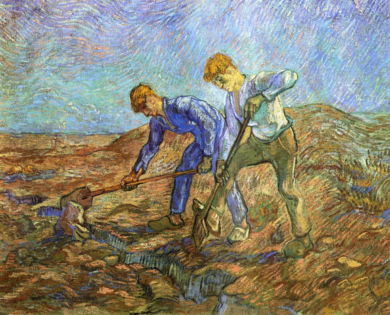 Two Peasants Digging After Millet, Vincent van Gogh (1889 ...